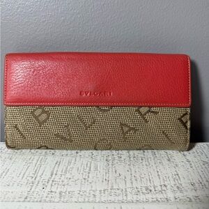 BVLGARI Coral and Tan Women's Wallet